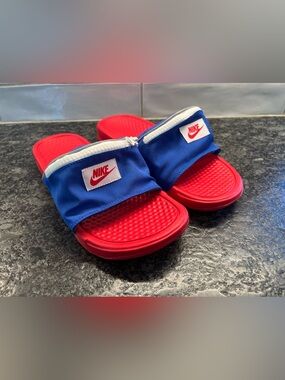 Nike Red and Blue pocket Strap Men's Slide Sandals